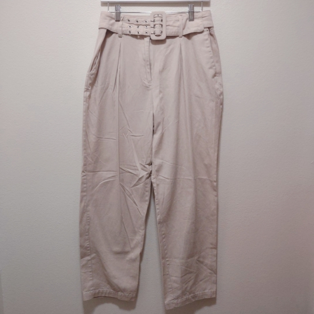 Tularosa Khaki High Rise Straight Leg Trouser with Belt Large